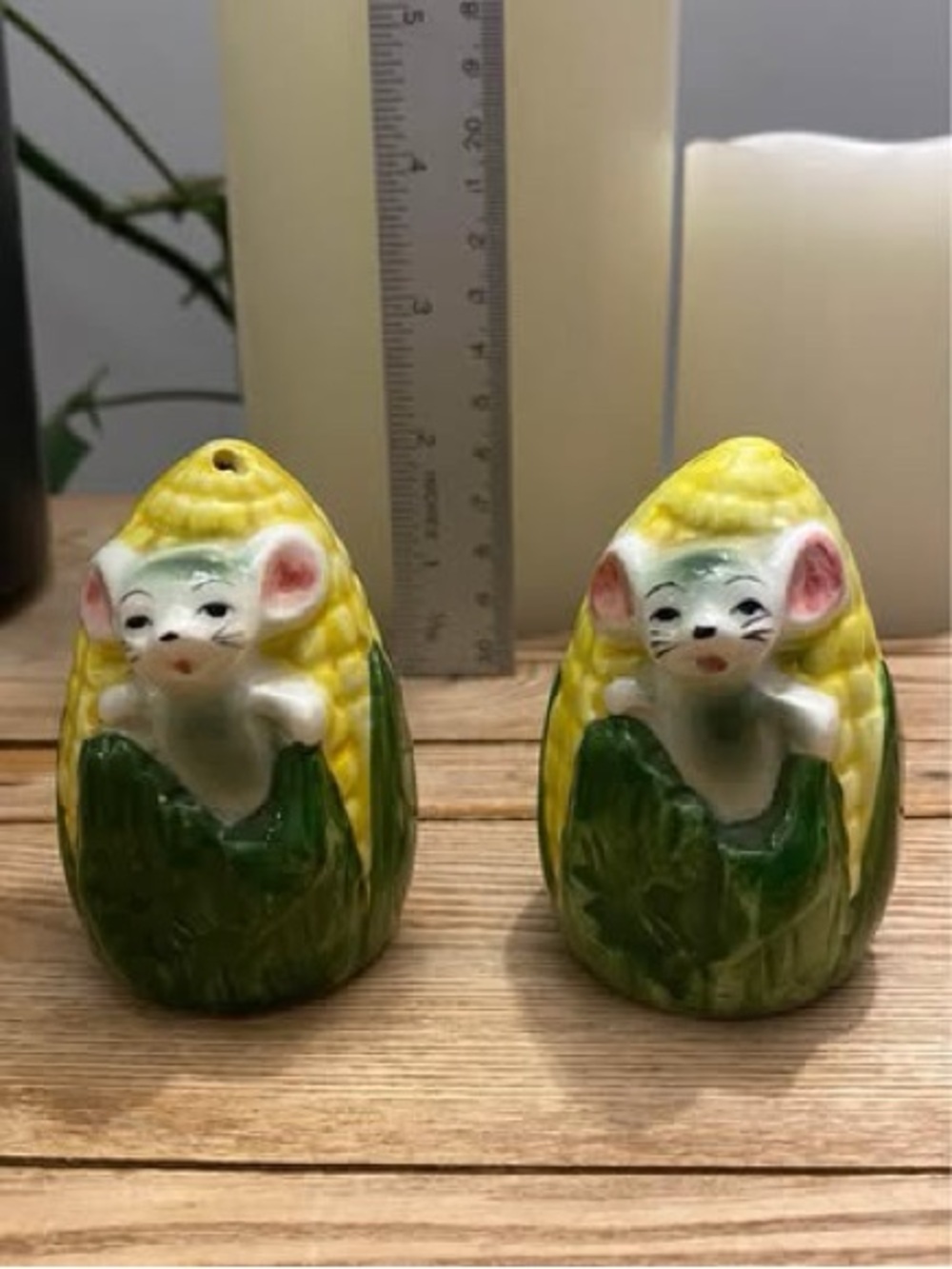 Vintage Ceramic Mice in Corn Cob Salt & Pepper Shakers Set Made in Japan